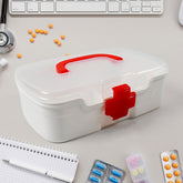 12980 3 Compartment Medical Box, 1 Piece, Indoor Outdoor Medical Utility, Medicine Storage Box, Detachable Tray Medical Box Multi Purpose Regular Medicine, First Aid Box with Handle, Transparent Lid & Color Box