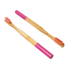 13016 Bamboo Wooden Toothbrush Soft Bristles Toothbrush Wooden Child Bamboo Toothbrush Biodegradable Manual Toothbrush for Adult, Kids (2 Pc With Cover)