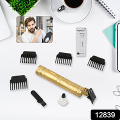 12839 Plastic Body Hair Trimmer for Men Hairstyle Trimmer, Professional Hair Clipper, Electric Shaving machine dry shaving for men - hair shaving and trimming beard With 4 adjustable blade clipper, Oil, Cleaning Brush