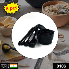 106 Plastic Measuring Cups and Spoons (8 Pcs, Black) slimkaya.in