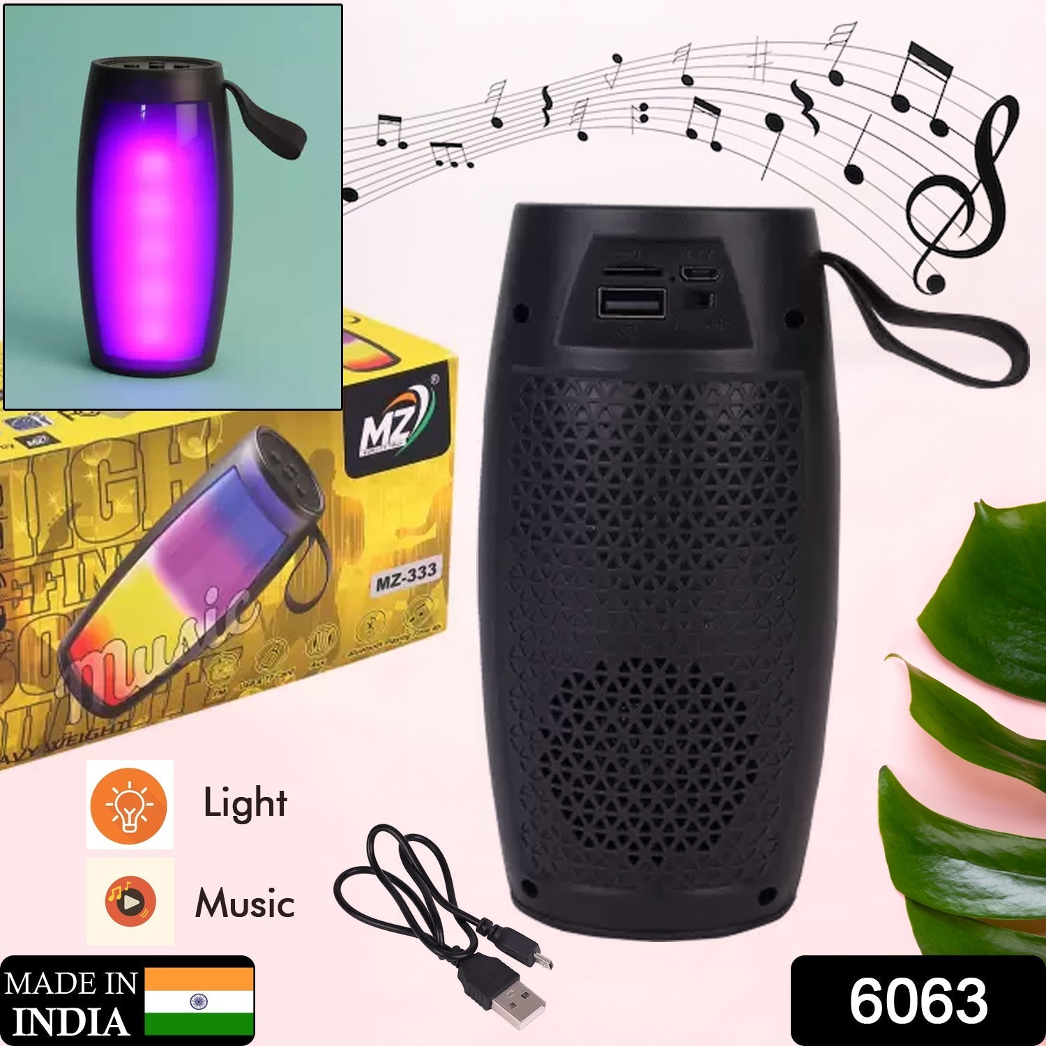 6063 Wireless Bluetooth Speaker Disco light Speaker For Traveling , Party ,  Home & Office Use Best Speaker 