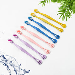 12814 2-in-1 Tooth Brush with Tongue Scraper, Soft Bristle & Long Handle (8Pcs) Soft Toothbrush