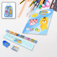 17578 Stationery Kit for Kids - Stationery Set, Includes Wooden Pencil, Sharpener, Pencil and Eraser Set, Birthday Return Gift for Kids, Boys, Girls, 2 Pencil, 1 Scale, 1 Notebook,1 Sharpener, 1 Eraser & With Zip Bag (6 Pcs Set)