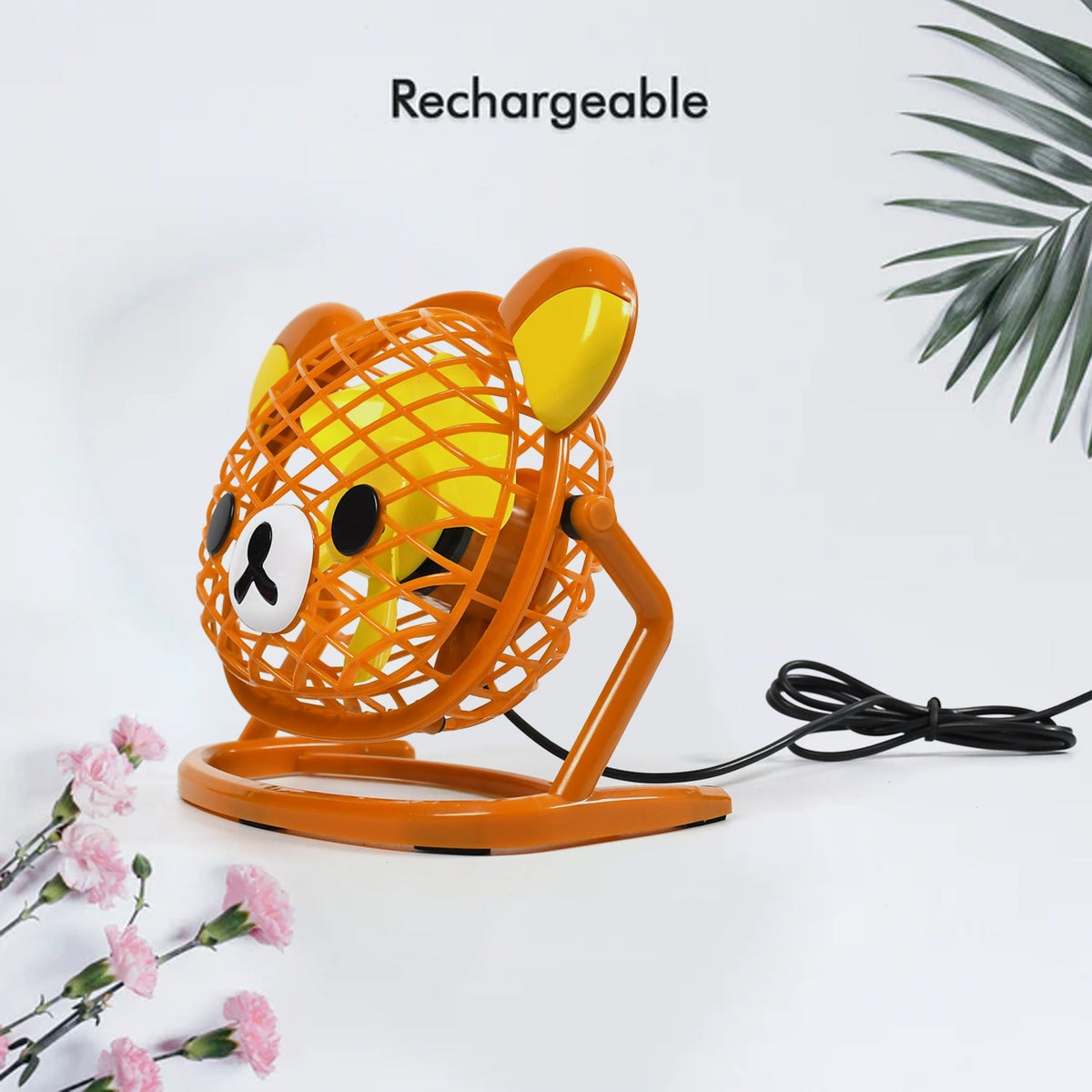 7714  TEDDY BEAR PORTABLE FAN ADJUSTABLE USB FAN SUITABLE FOR HOME , OFFICE , CAR, & MULTI USE FAN