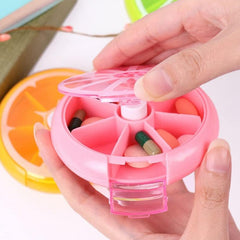 12609 Pill Box Medicine Dispenser 7-Day Week Weekly Whee Cute Portable fruit style 7 grid seal rotation Pill Organizer Medicine Box (1 Pc)