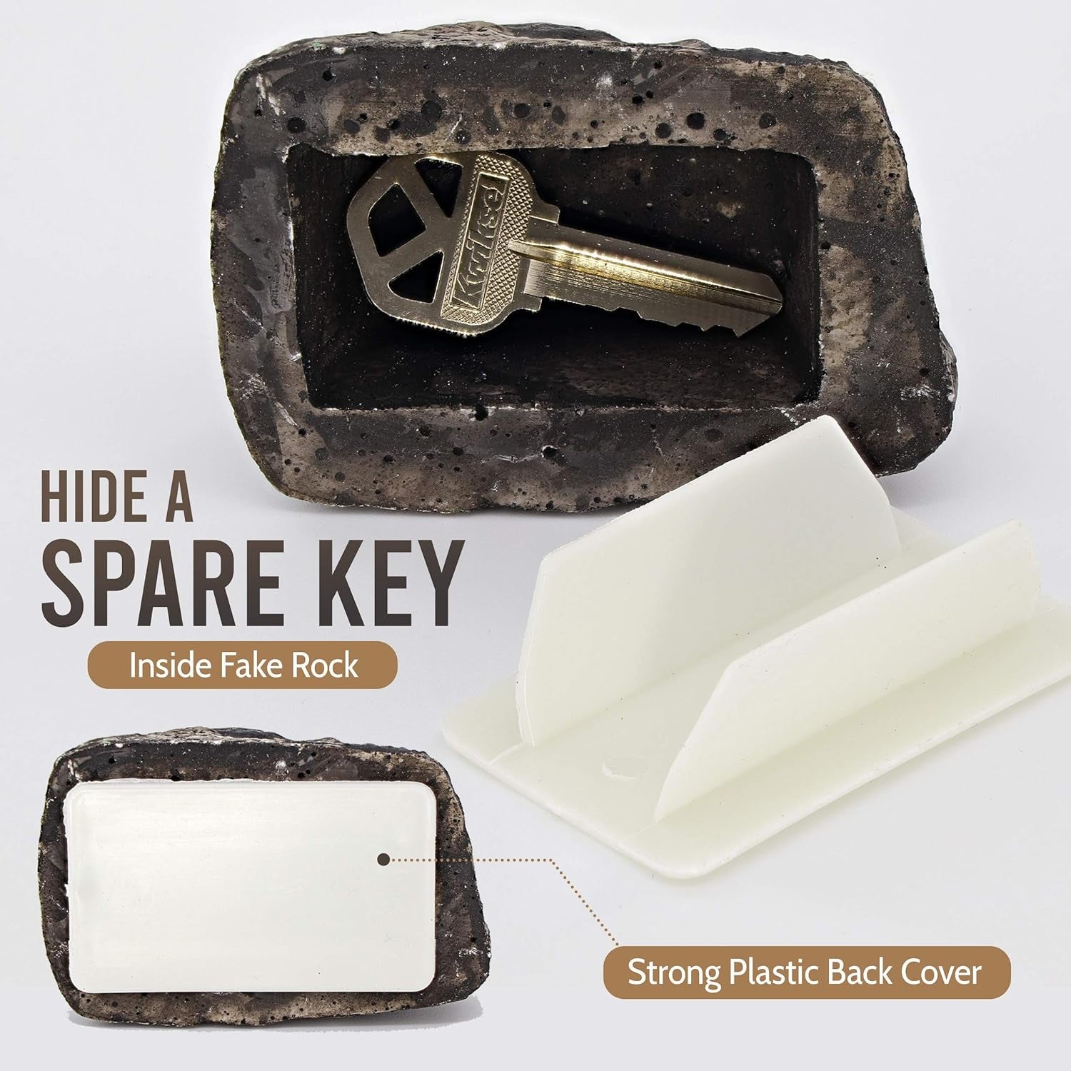 8744 Hide a Key Outside Rock Looks Like a Real Rock - Weatherproof Rock Key Perfect for Emergencies - Fake Rock Key Hider Outside Decorative (1 Pc)