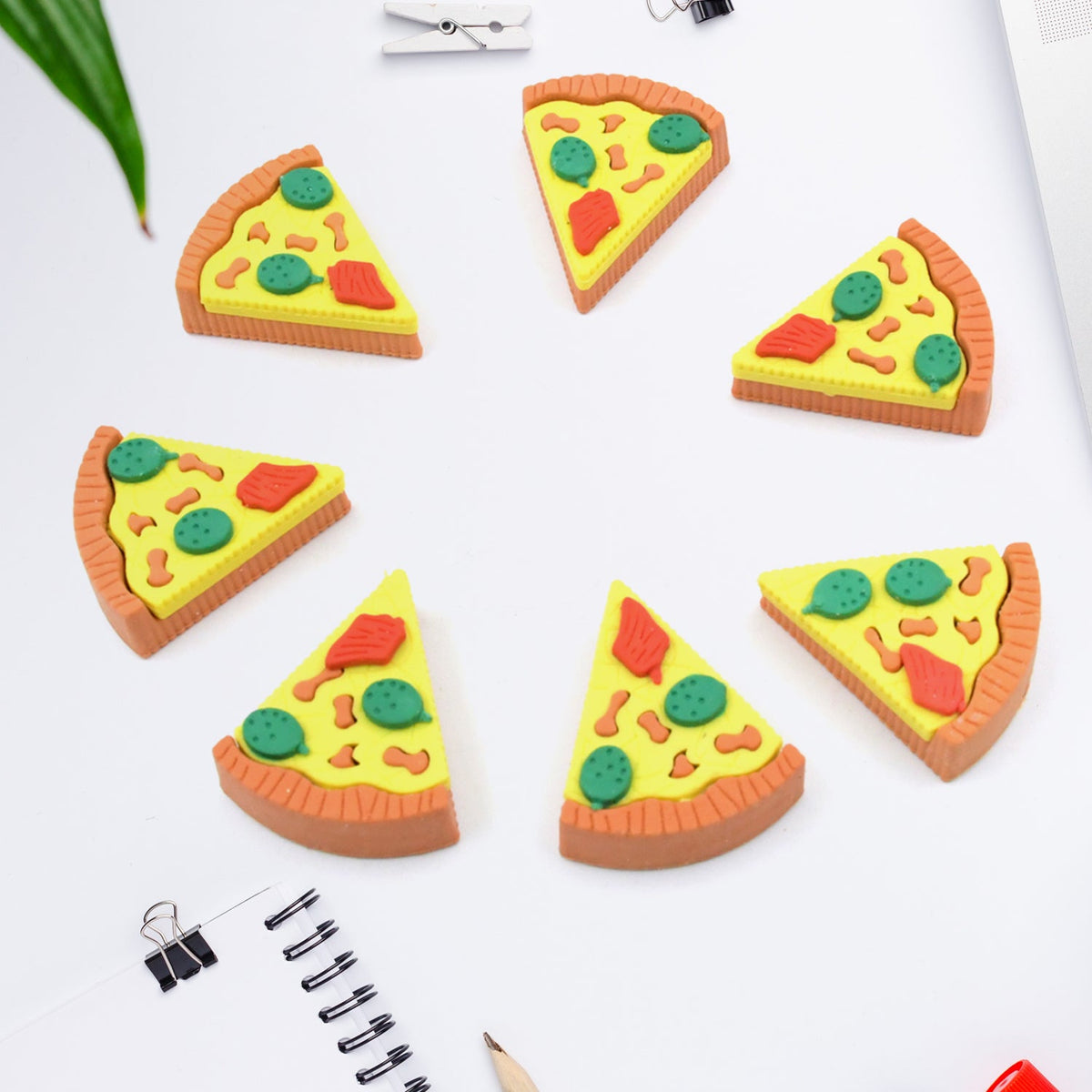 4347 3D Pizza Slices Kids Favourite Food Eraser, Pizza 7 slice eraser for kids Adults fast food lover Stationary Kit Fancy & Stylish Colorful Erasers, for Return Gift, Birthday Party, School Prize