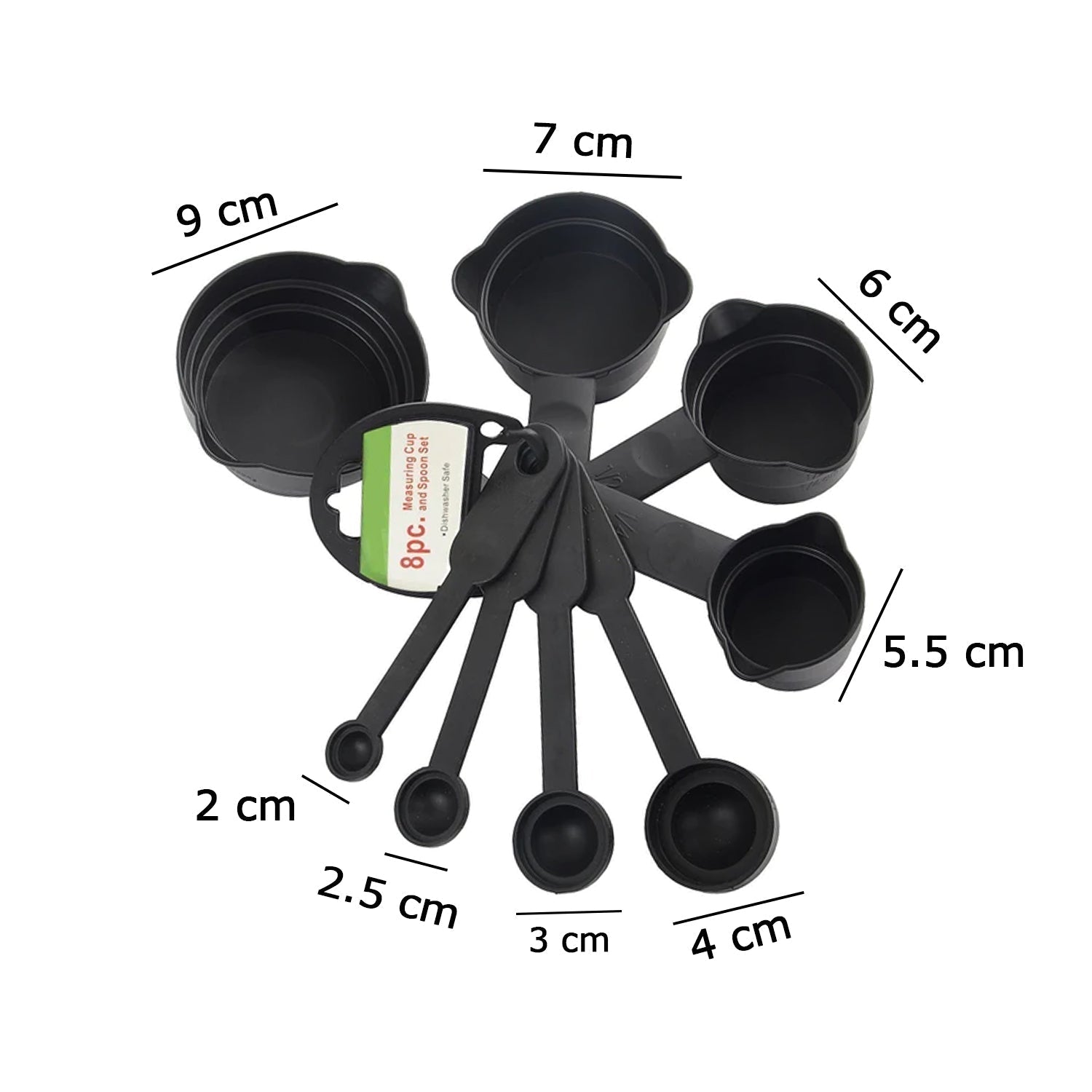 106 Plastic Measuring Cups and Spoons (8 Pcs, Black) slimkaya.in