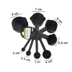 106 Plastic Measuring Cups and Spoons (8 Pcs, Black) slimkaya.in