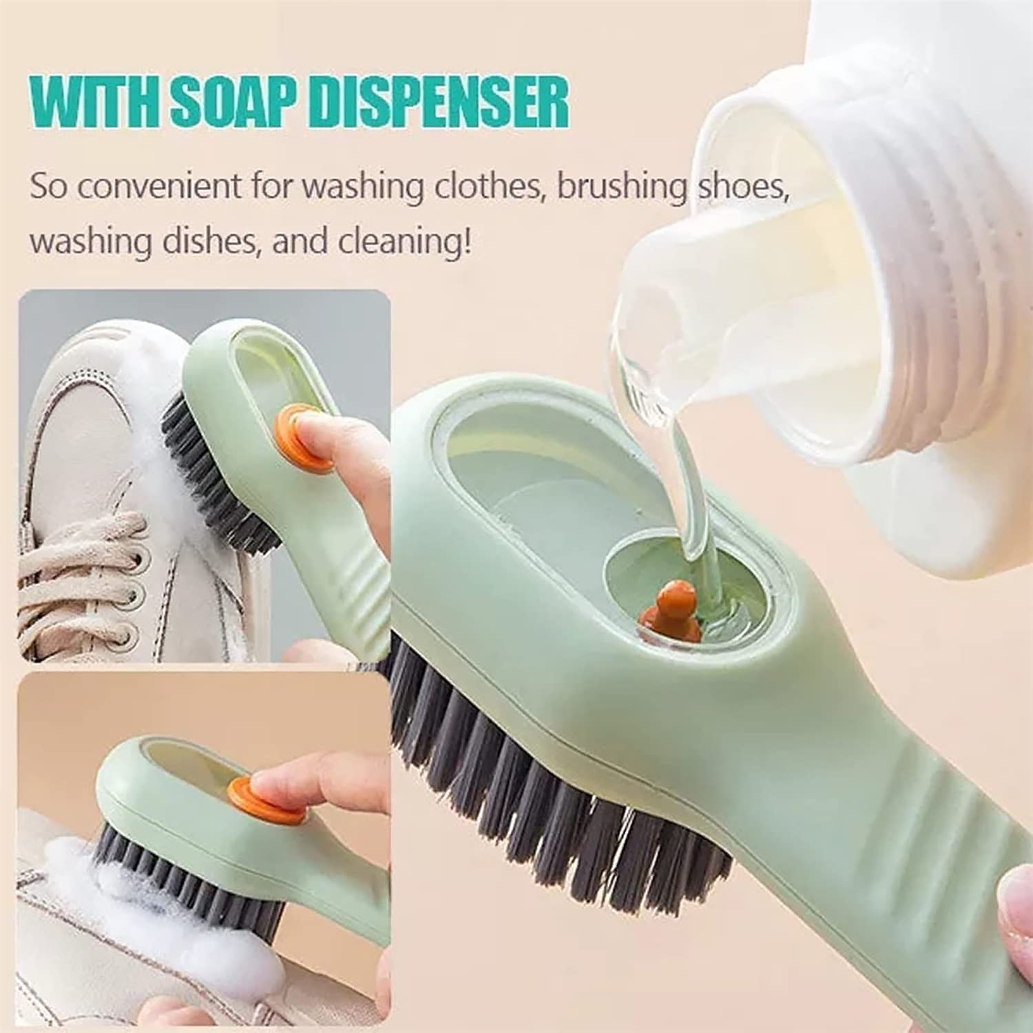 17928 Multifunctional Scrubbing Brush with Liquid / Soap Dispenser, Cleaning Brush with Liquid / Soap Dispenser, Shoe Brush for Cleaning, Cloth Cleaning Brush with Handle Liquid Shoe Brush For Shoe Clothes (1 Pc)