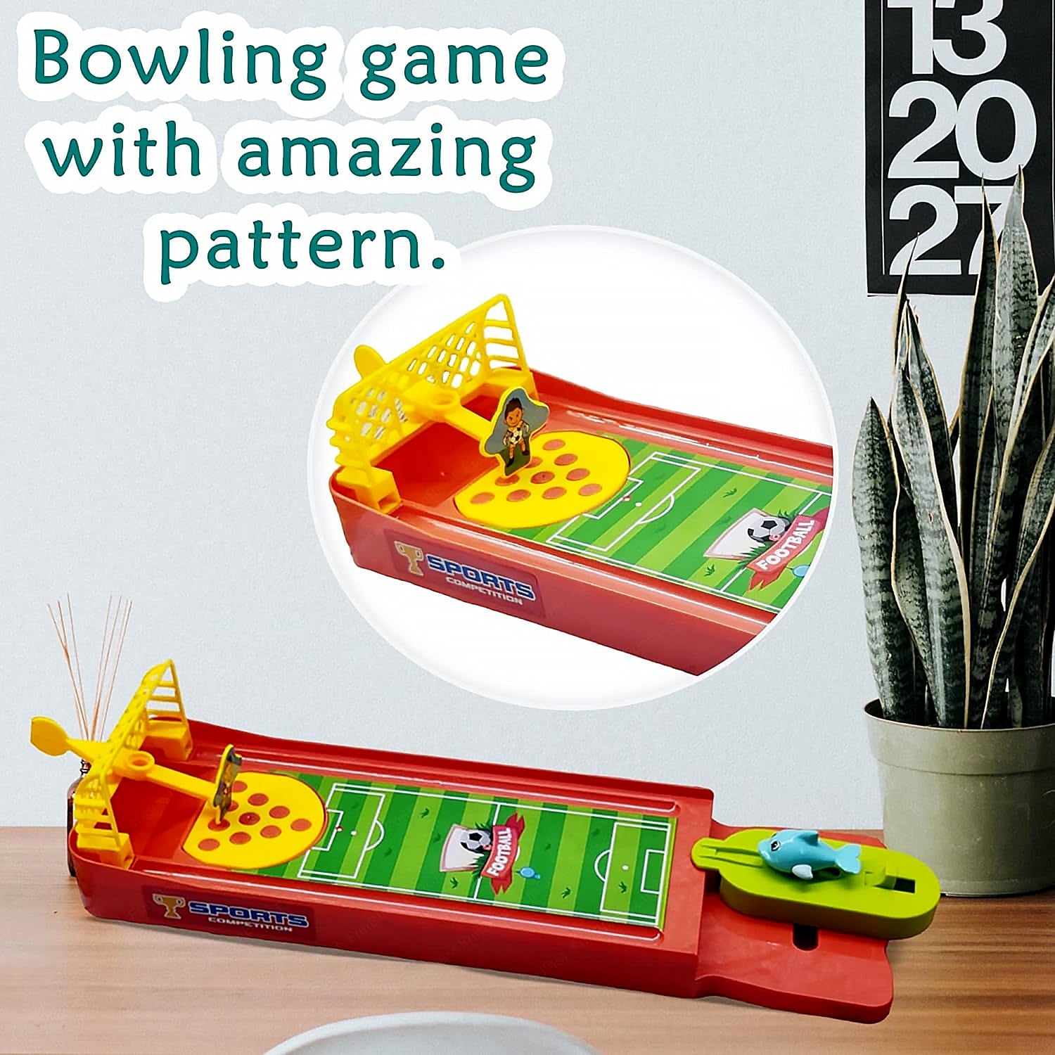 17863 Mini Table Top Finger Football Game for Kids-Desktop Game for Kids & Adults, Fun Indoor Finger Bowling Game for Boys & Girls, Family Board Game