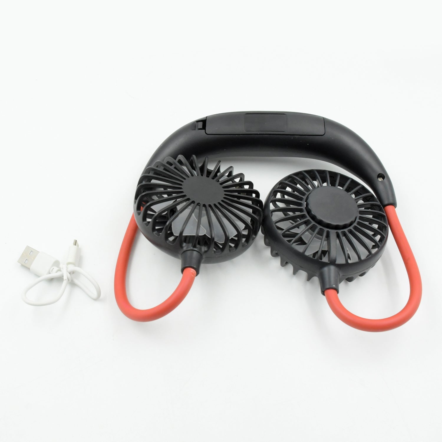 0867 Hand Free Personal Fan - Portable USB Battery Rechargeable With Battery Comaprtment Mini Fan - Headphone Design Wearable Neckband Fan Necklance Fan Cooler Fan for Home, Sport, Camping, Beach, Travel, Office (Battery Not Included)