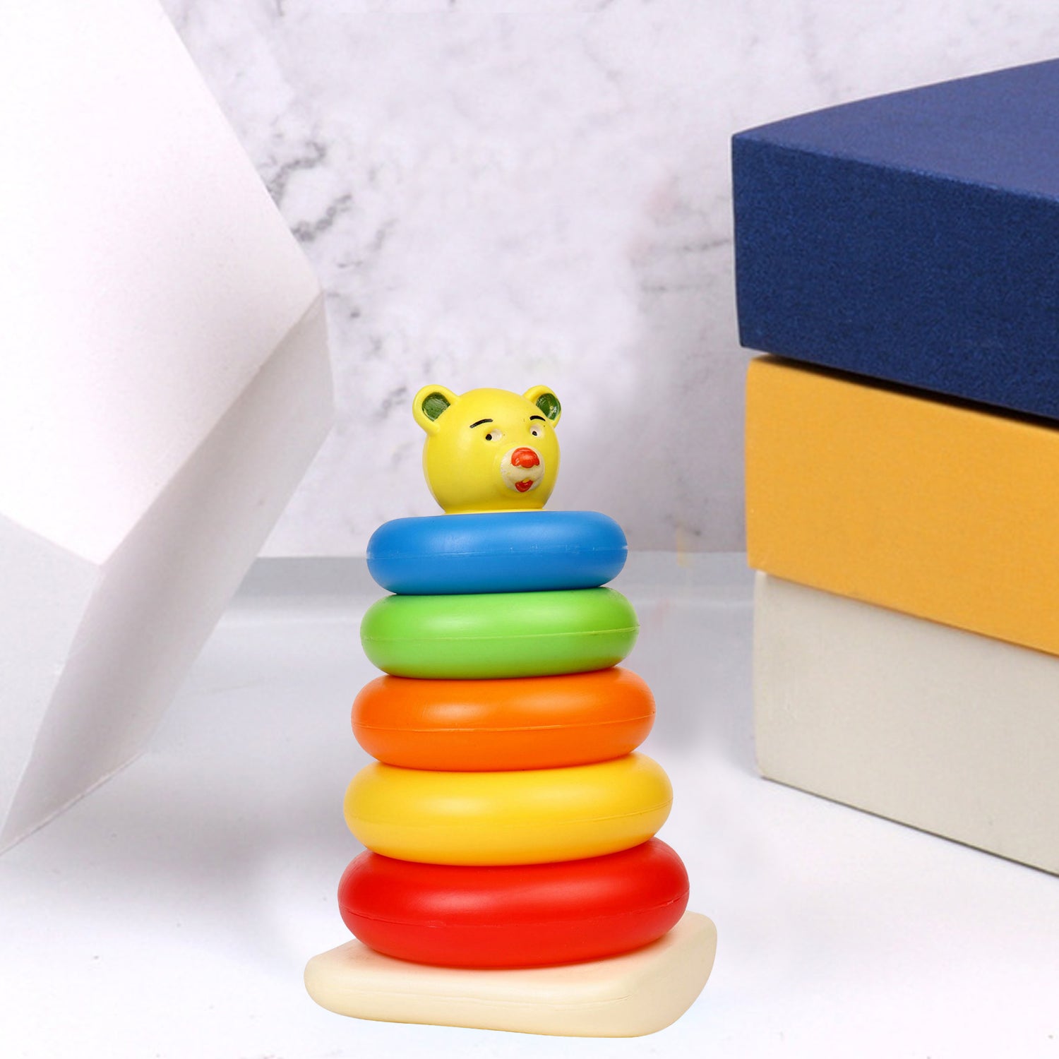 8017 Plastic Baby Kids Teddy Stacking Ring Jumbo Stack Up Educational Toy 5pc