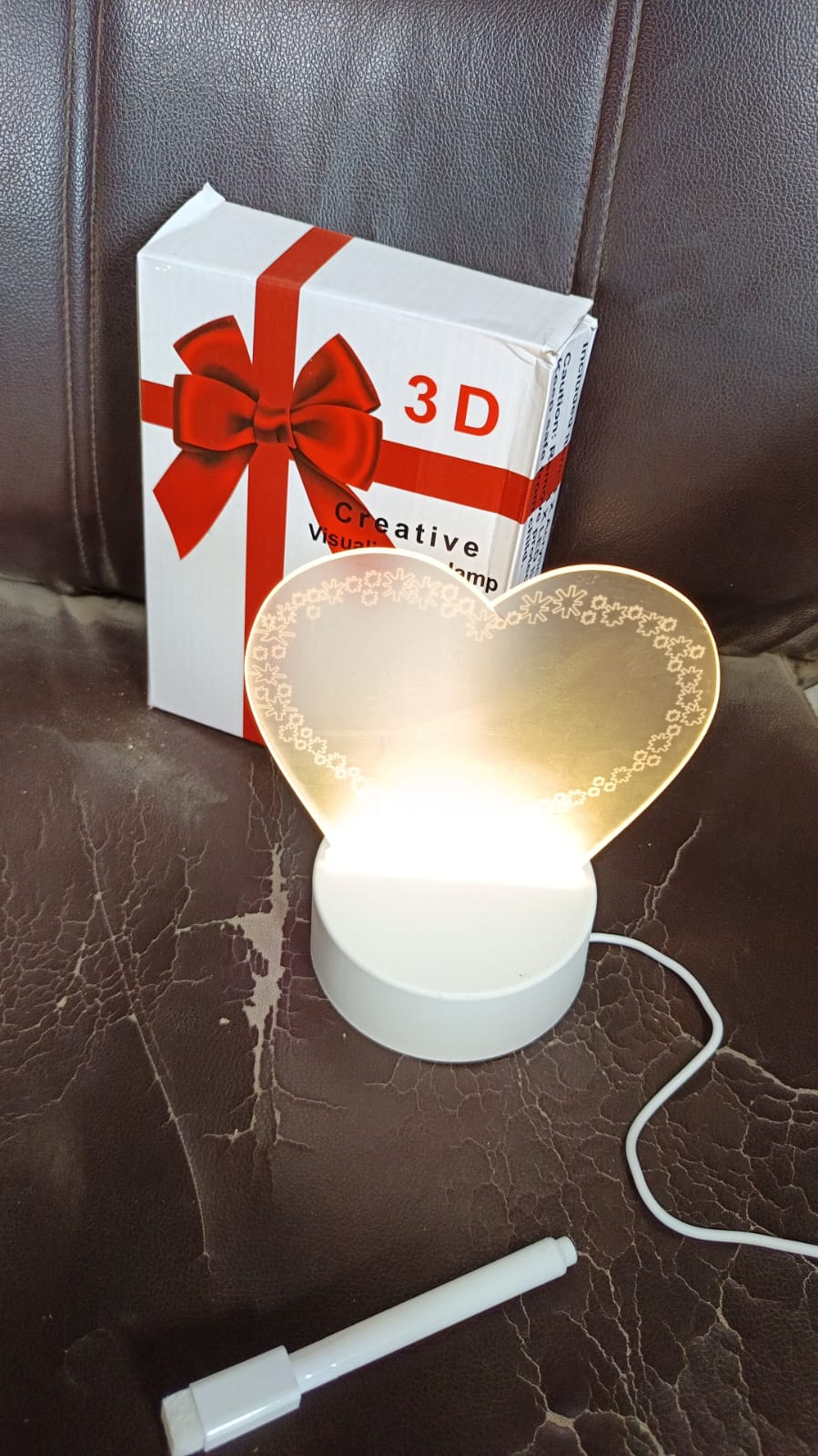 12939 Creative Visualization Lamp 3 D Acrylic Decorative Lamp for Creative Keeps Notes Drawing Table Lamp for Home Decor / Bedroom / Gift / Office Decoration / Erasable Board (Heart-Shape / 1 pc)