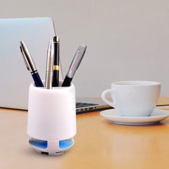 12890 Multifunctional 4 Compartment Pen Holder with Bluetooth Speaker 5 W Bluetooth Speaker Laptop / Desk Speaker / Table Lamp / Night Lamp Smart Color Changing Pen Stand Wireless Bluetooth Speaker