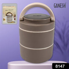 Ganesh Smart Stack 2/3 Layer Portable Lunch Box Stainless Steel Airtight Leak-Proof Lunch Box for Office, School, Picnic: Color May Vary (2 Layer / 3 Layer)