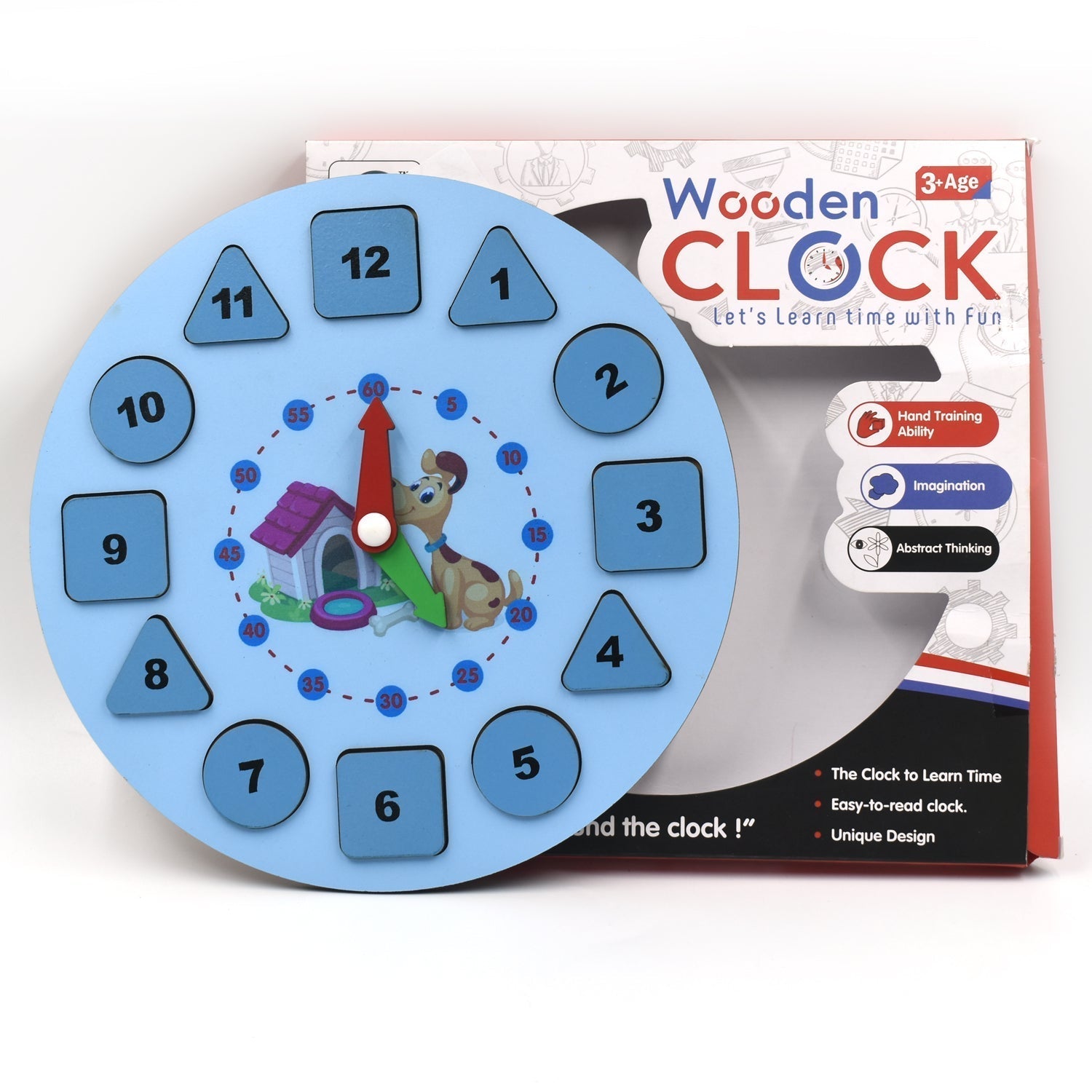 1949 AT49 Wooden Clock Toy and game for kids and babies for playing and enjoying purposes. 