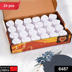 6487 Flameless LED Tealights, Smokeless Plastic Decorative Candles - Led Tea Light Candle For Home Decoration (Pack Of 24) 