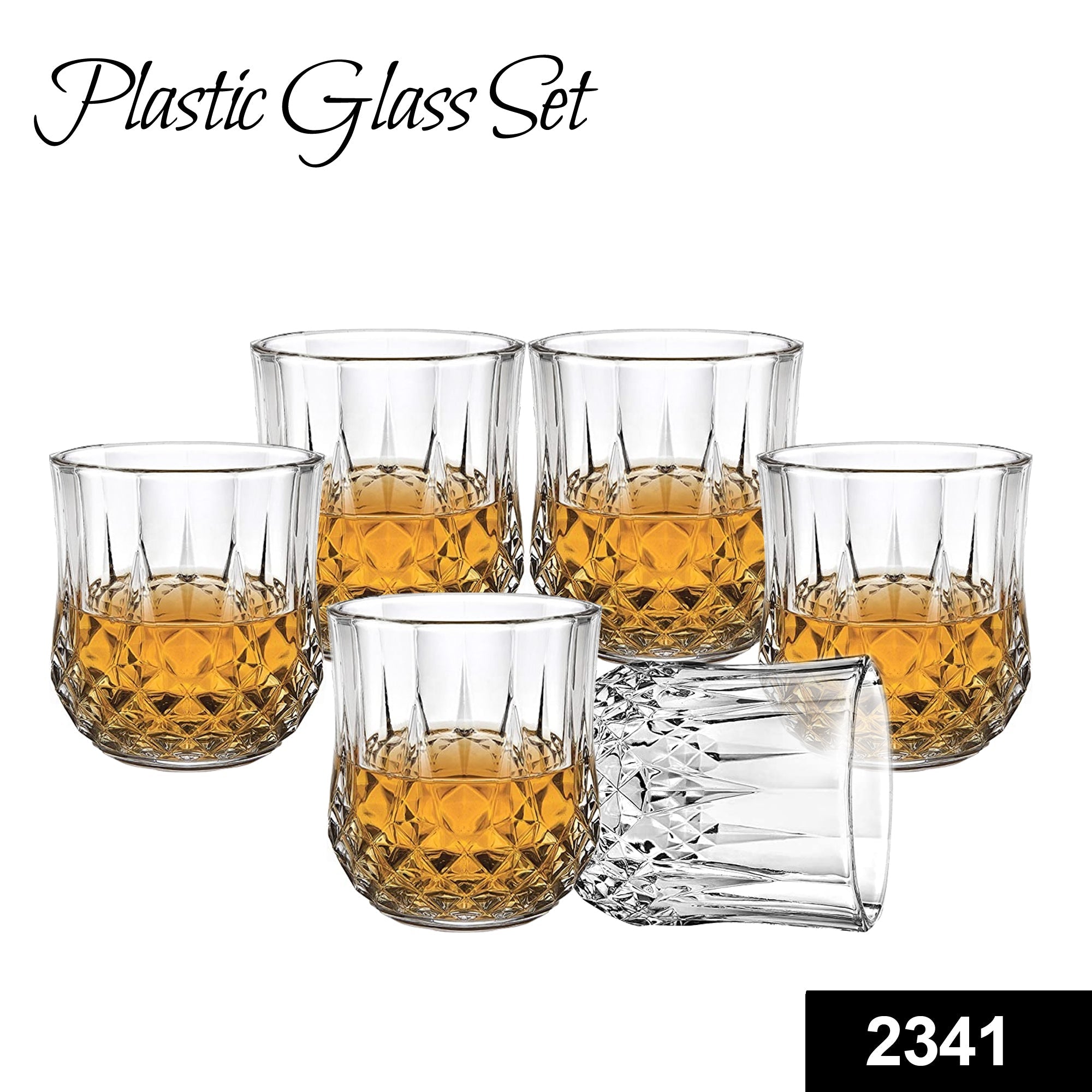 2341 Heavy unbreakable Stylish look fully Transparent Glasses Set 315ml (6pcs) 