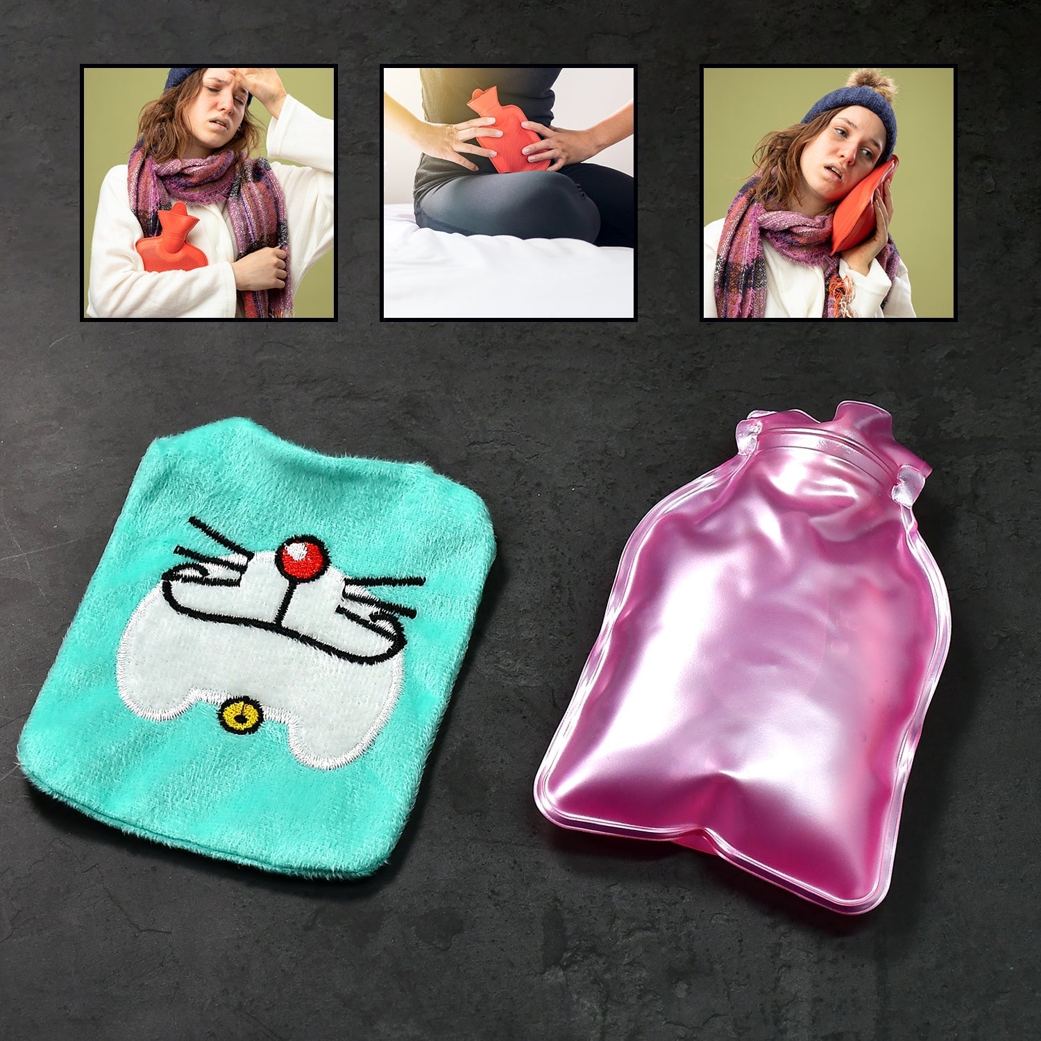 6529 Doremon Cartoon small Hot Water Bag with Cover for Pain Relief, Neck, Shoulder Pain and Hand, Feet Warmer, Menstrual Cramps.