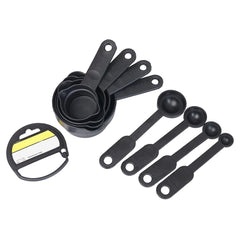 106 Plastic Measuring Cups and Spoons (8 Pcs, Black) slimkaya.in