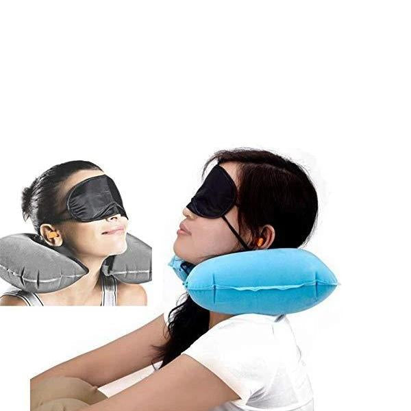 505 -3-in-1 Air Travel Kit with Pillow, Ear Buds & Eye Mask slimkaya.in WITH BZ LOGO