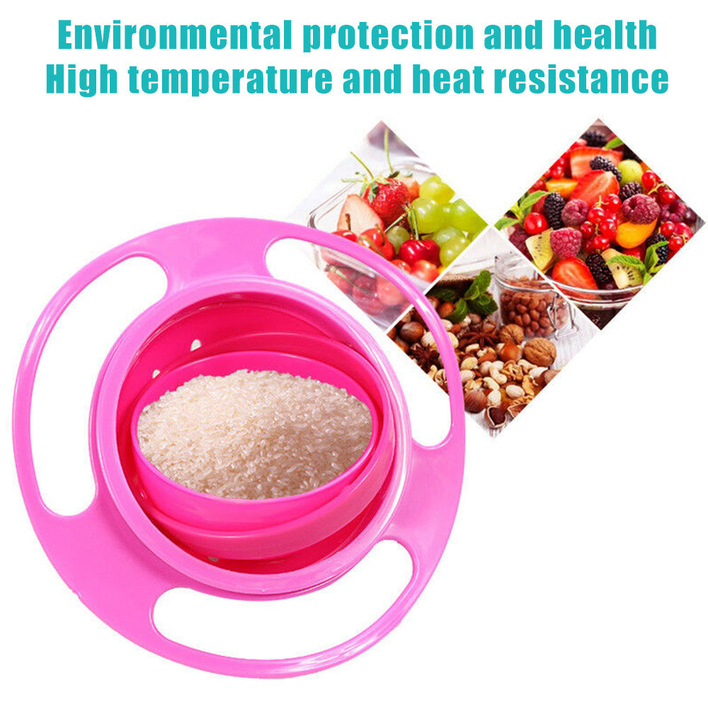 0617 Portable Non Spill Feeding Toddler Gyro Bowl 360 Degree Rotating Dish 