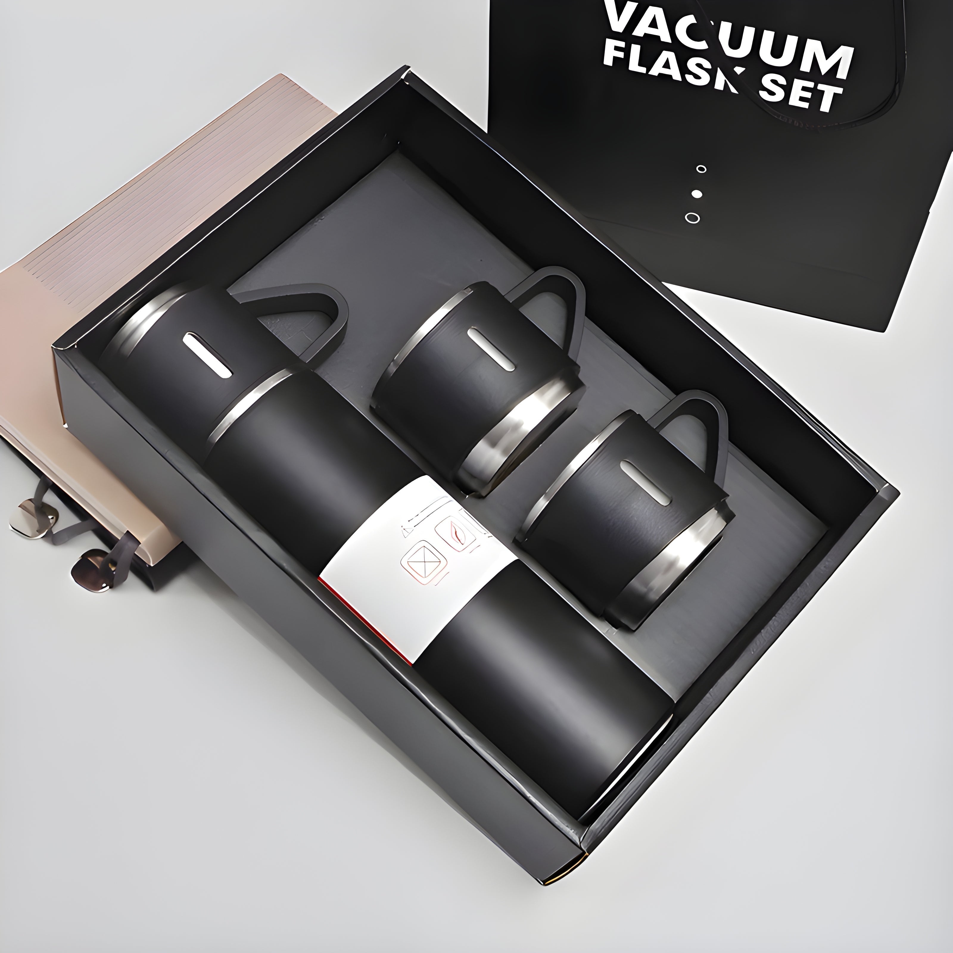 2834 Customized/Personalized Stainless Steel Water Bottle Vacuum Flask Set With 3 Steel Cups Combo | Gifting Custom Name Water Bottle | Gifts for boyfriend/Girlfriend/Employee | 500ML |