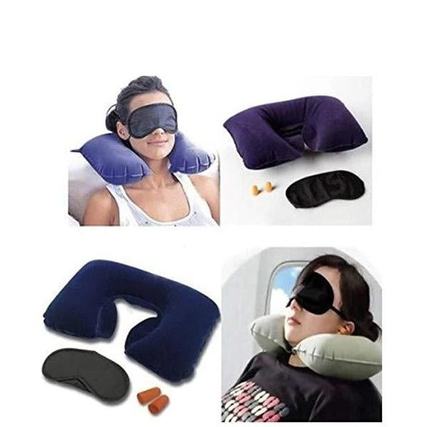 505 -3-in-1 Air Travel Kit with Pillow, Ear Buds & Eye Mask slimkaya.in WITH BZ LOGO