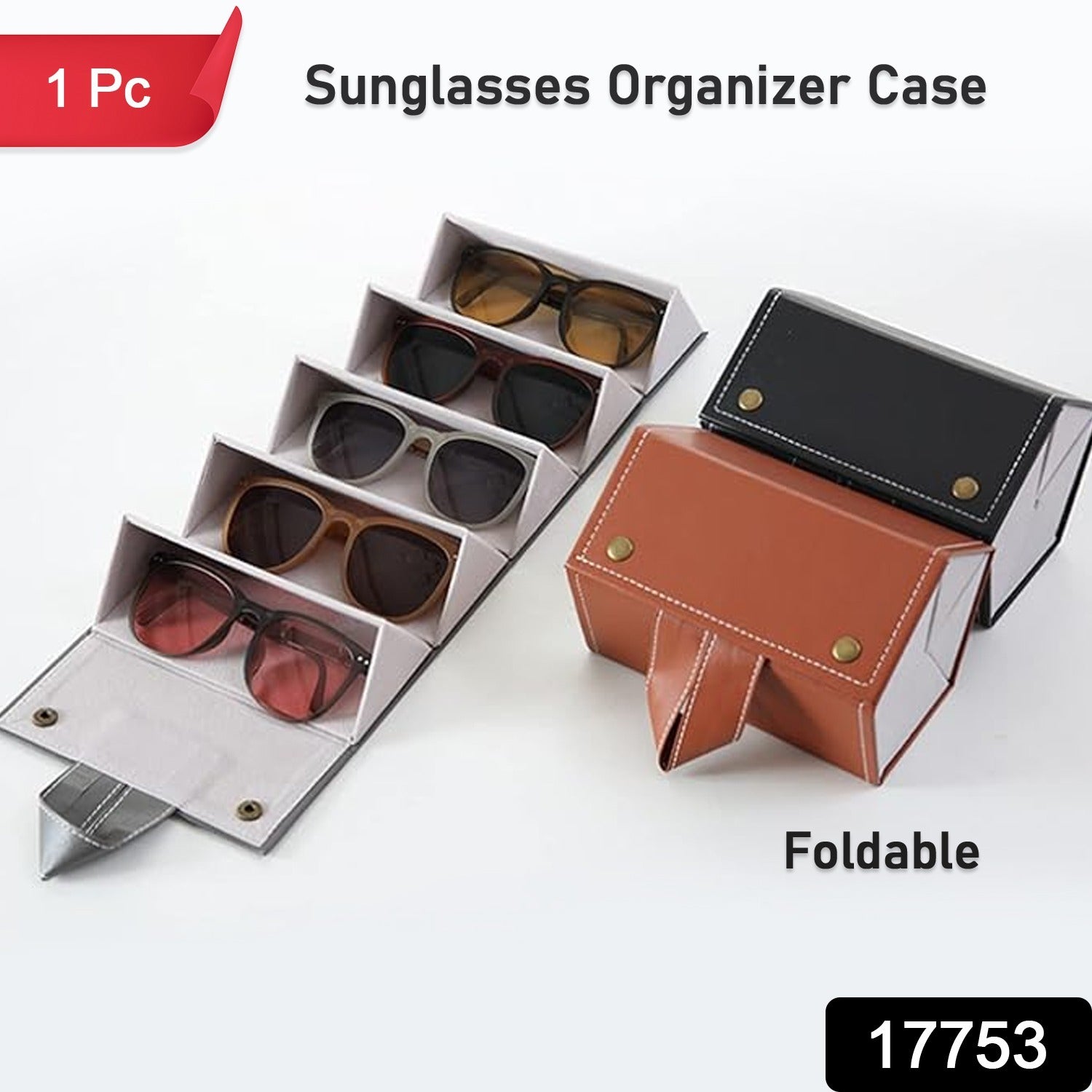 17753 5 Slots Sunglasses Organizer Box, Glass Holder Box, spectacle case of sunglasses, Specs case, Foldable Travel Glasses Case Storage (1 Pc)