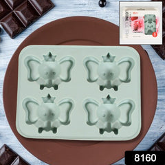 8160 Silicone Cartoon Shape 4 Grid Ice Cube Tray Ice Cube Molds Trays Small Cubes Tray For Fridge, Flexible Silicon Ice Tray (1 pc)