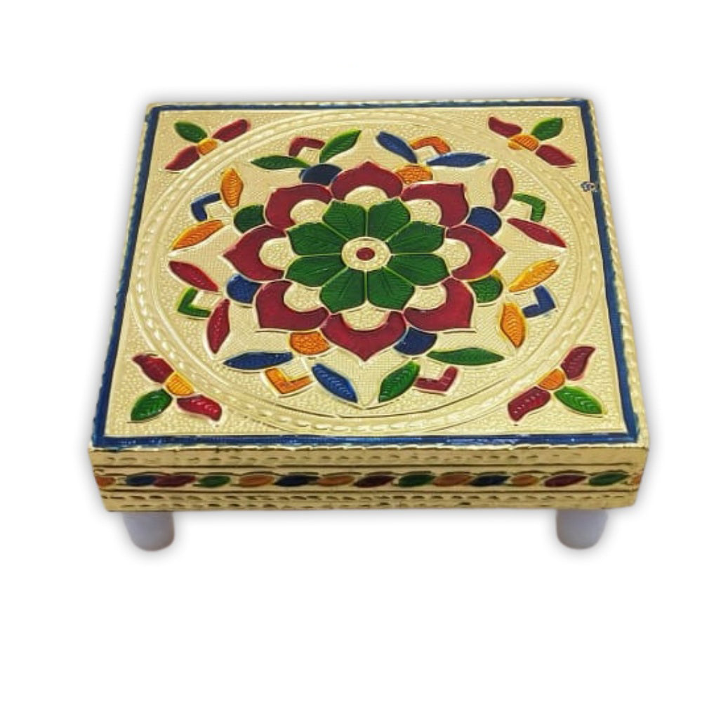 2122 Multipurpose Traditional Decorative Design Wooden Chowki/Bajot 