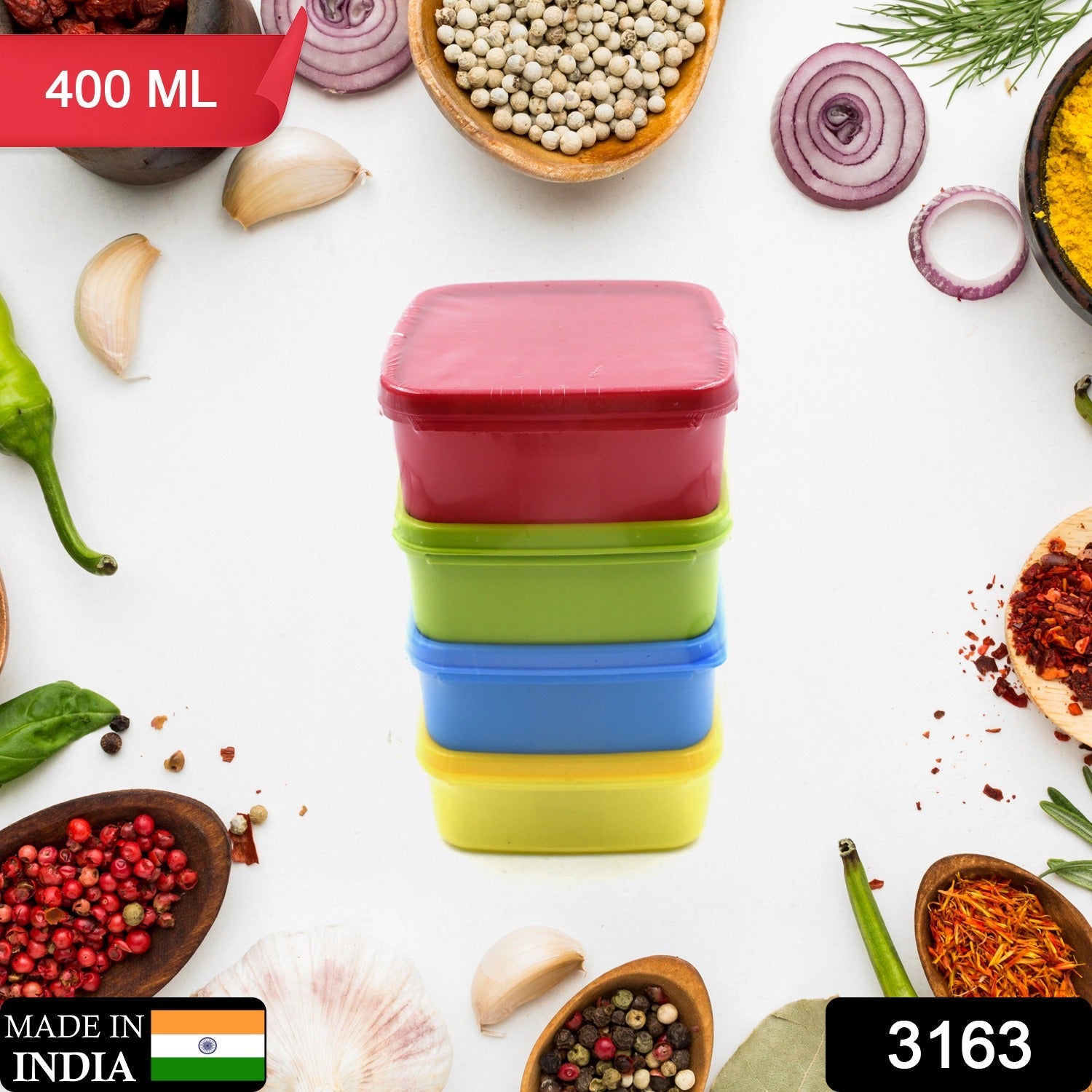 3163 Reusable Airtight Food Storage Plastic Container Set Kitchen, Jar, Fridge Storage Containers (4 Pc Set)