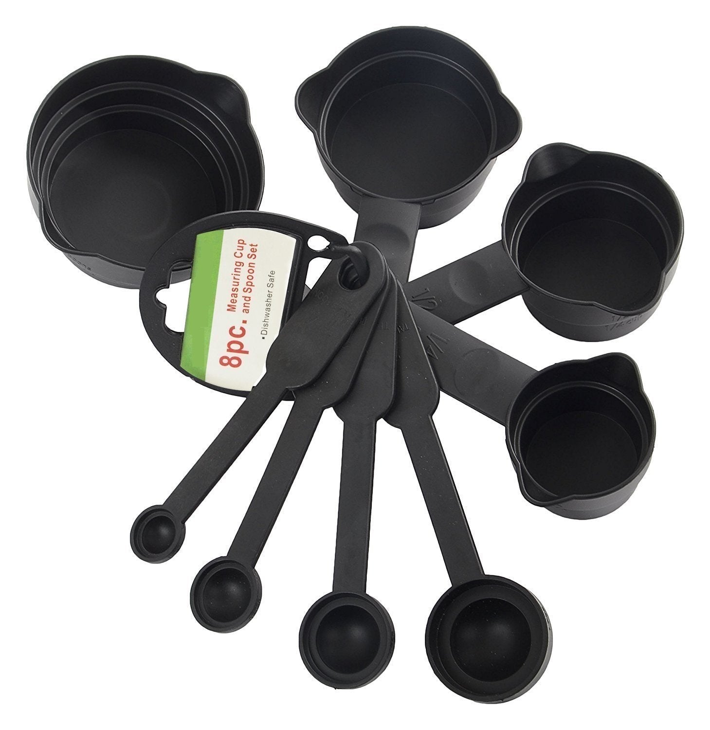 106 Plastic Measuring Cups and Spoons (8 Pcs, Black) slimkaya.in