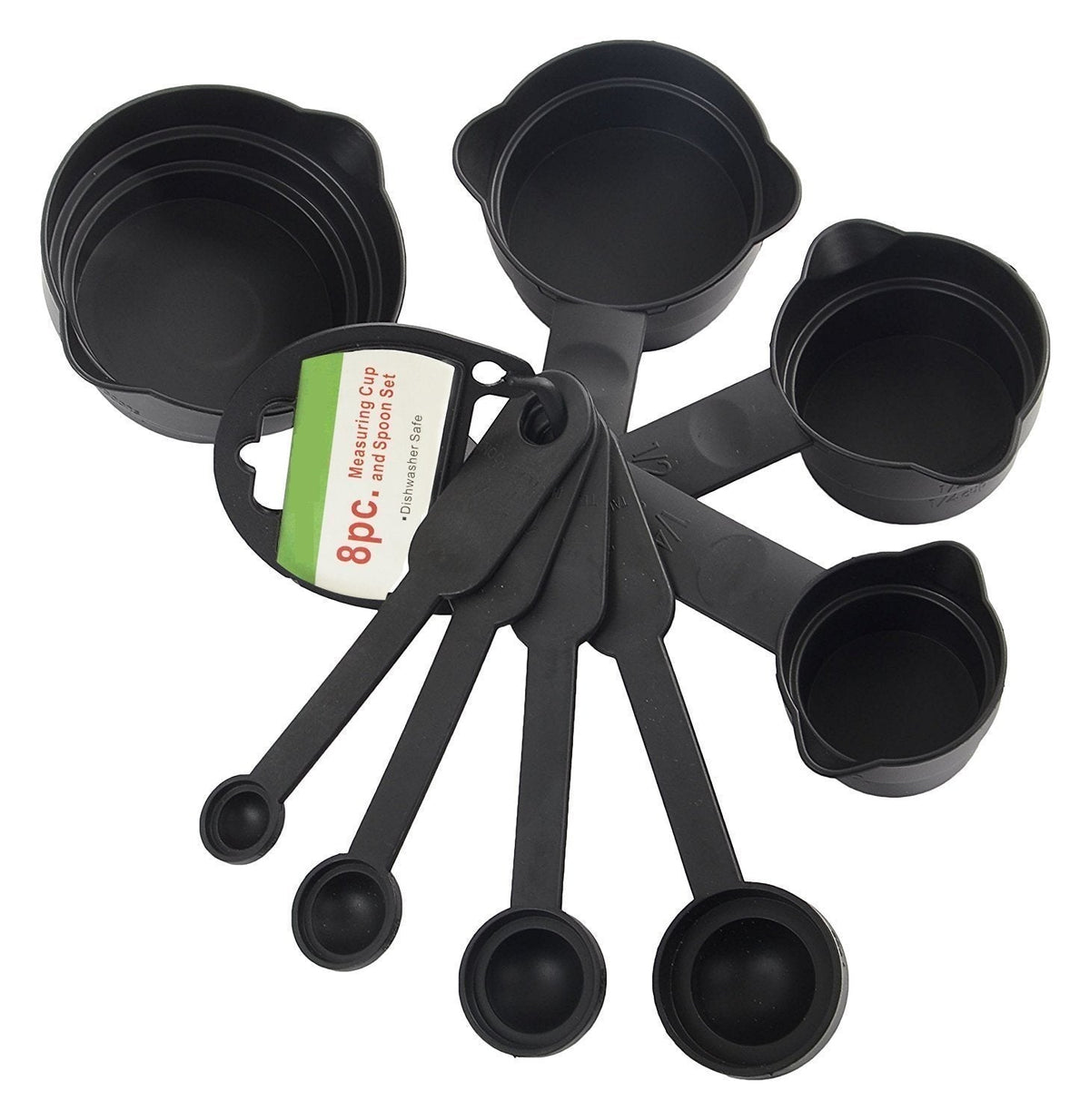 106 Plastic Measuring Cups and Spoons (8 Pcs, Black) slimkaya.in
