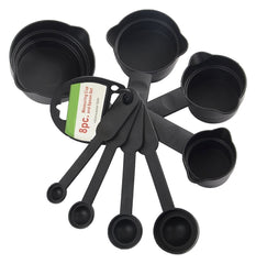 106 Plastic Measuring Cups and Spoons (8 Pcs, Black) slimkaya.in