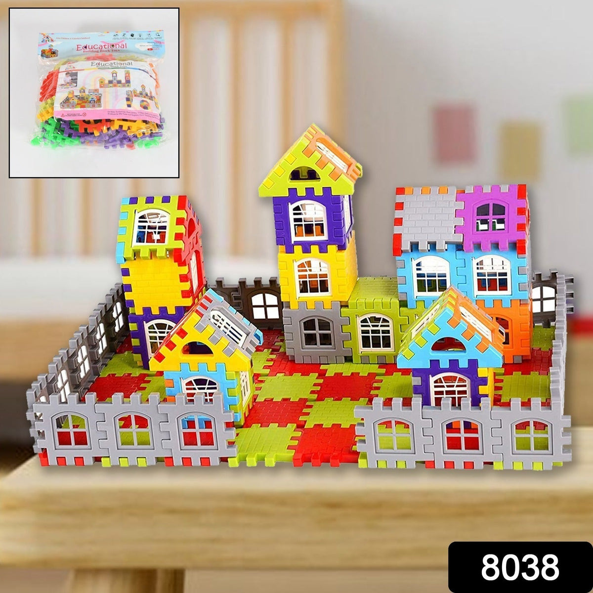 8038  Blocks House Multi Color Building Blocks with Smooth Rounded Edges (108Pc Set)