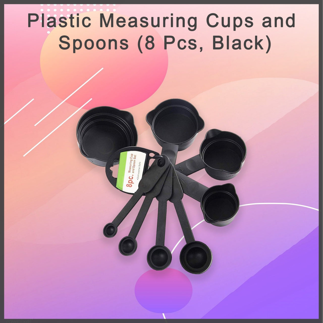 106 Plastic Measuring Cups and Spoons (8 Pcs, Black) slimkaya.in