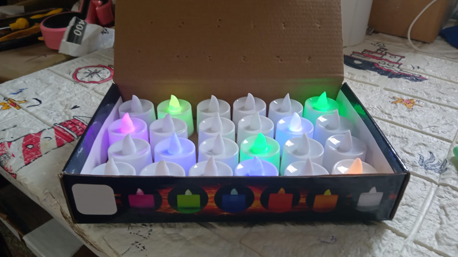 6463 24Pcs Festival Decorative - LED Tealight Candles | Battery Operated Candle Ideal for Party, Wedding, Birthday, Gifts (Multi Color) ( Diya , Divo , Diva , Deepak , Jyoti ,)