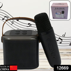 12669 Wireless Speaker Microphone Set, RGB Light Support Memory Card PortableKaraoke Machine Perfect  for Travel TV